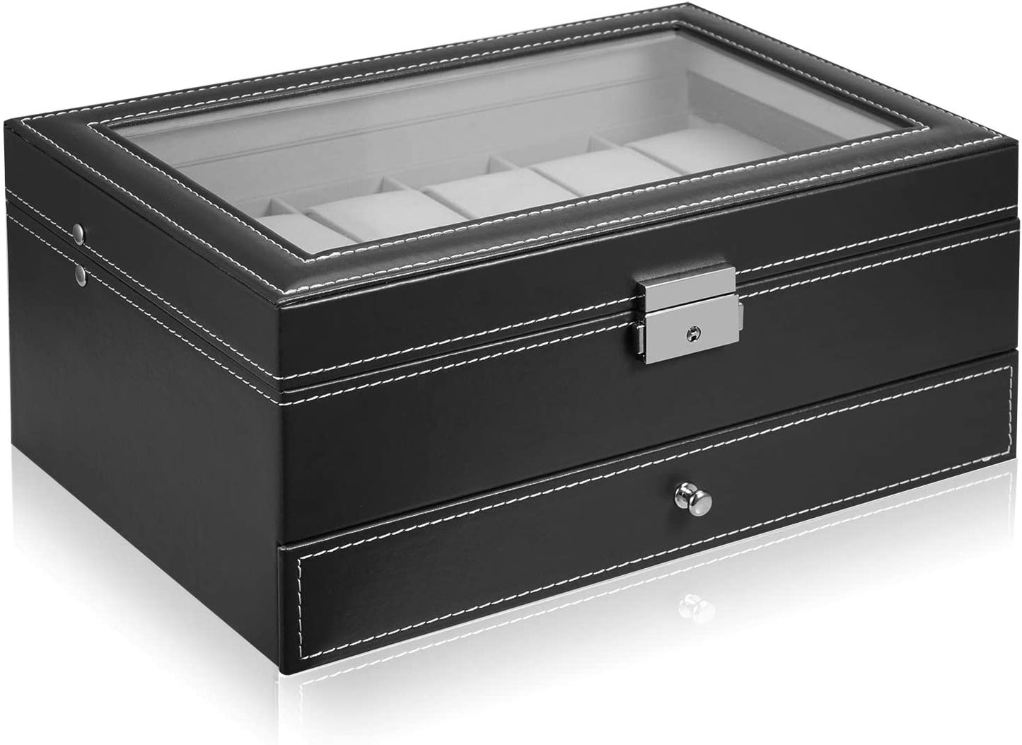 Double Layer Jewelry and Watch Box with Open Window